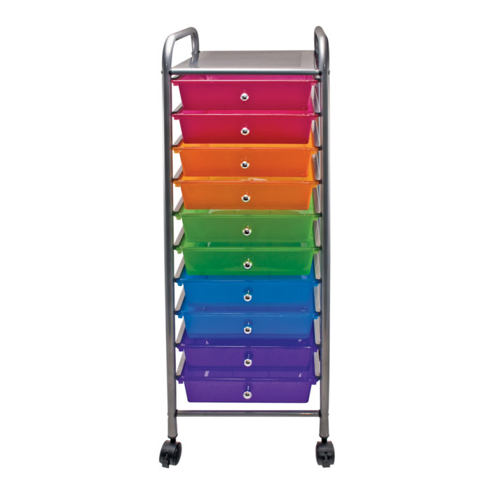 10Drawer Rolling Cart Assorted Colored Drawers Storage Studios